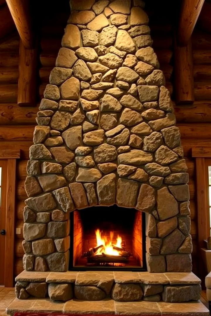 Stone Fireplace Feature - 22 Cabin Decor Ideas