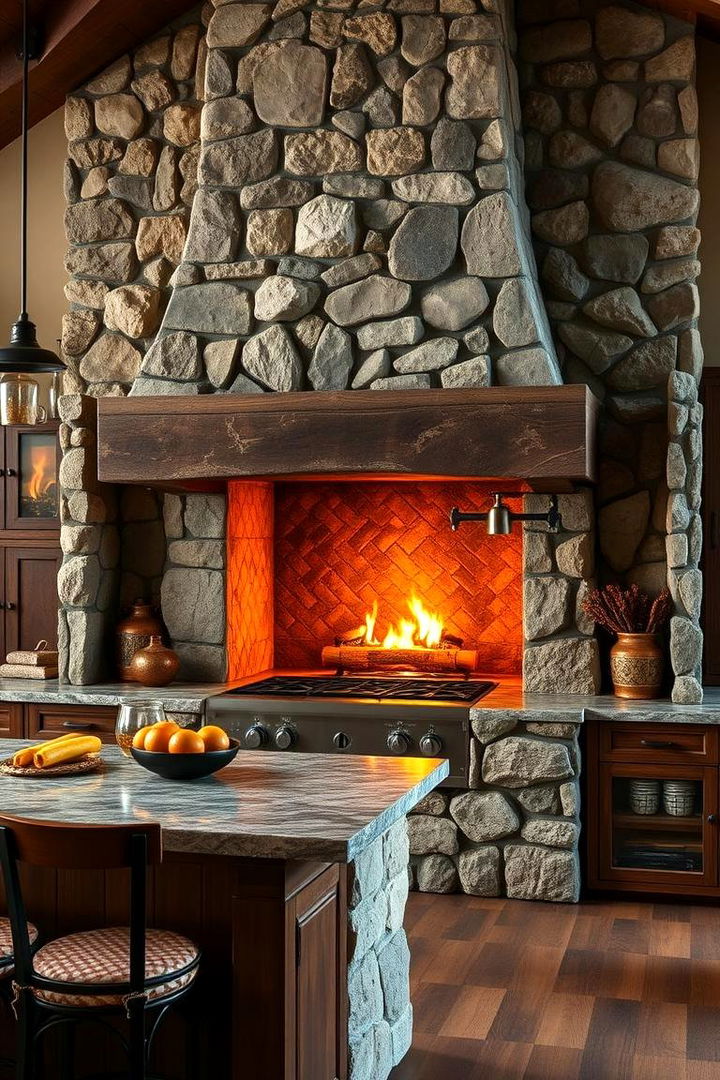 Stone Fireplace as a Focal Point - 22 Tuscan Kitchen Design Ideas