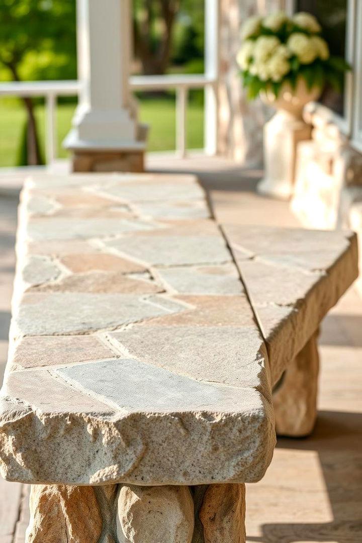 Stone Inspired Front Porch Seating - 22 Front Porch Bench Ideas