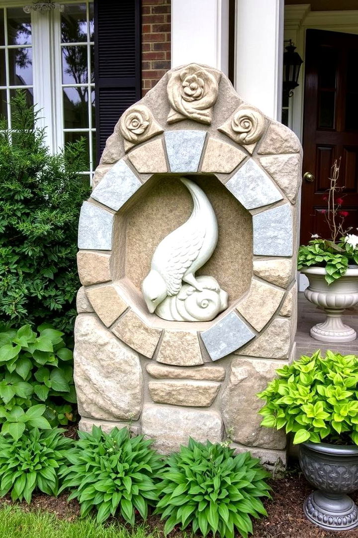 Stone Sculpted Accents - 22 front yard spanish style landscaping ideas