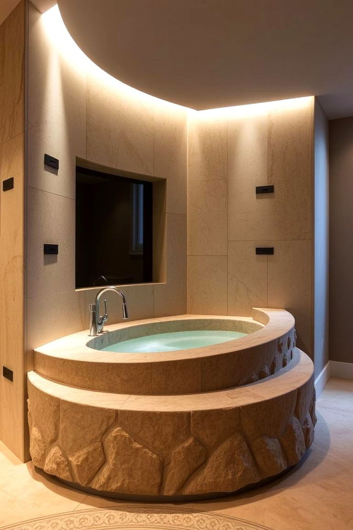 Stone Tub Surroundings for a Spa Like Feel - 22 Stone Bathroom Ideas