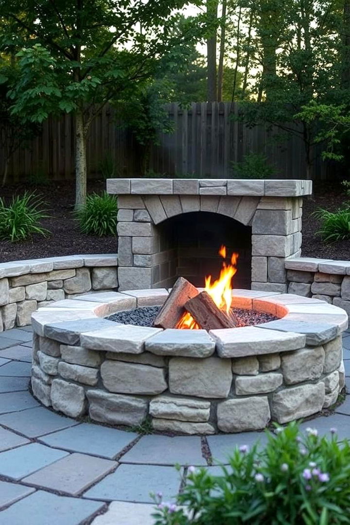 Stone and Brick Combo Fire Pit - 22 Rustic Fire Pit Ideas
