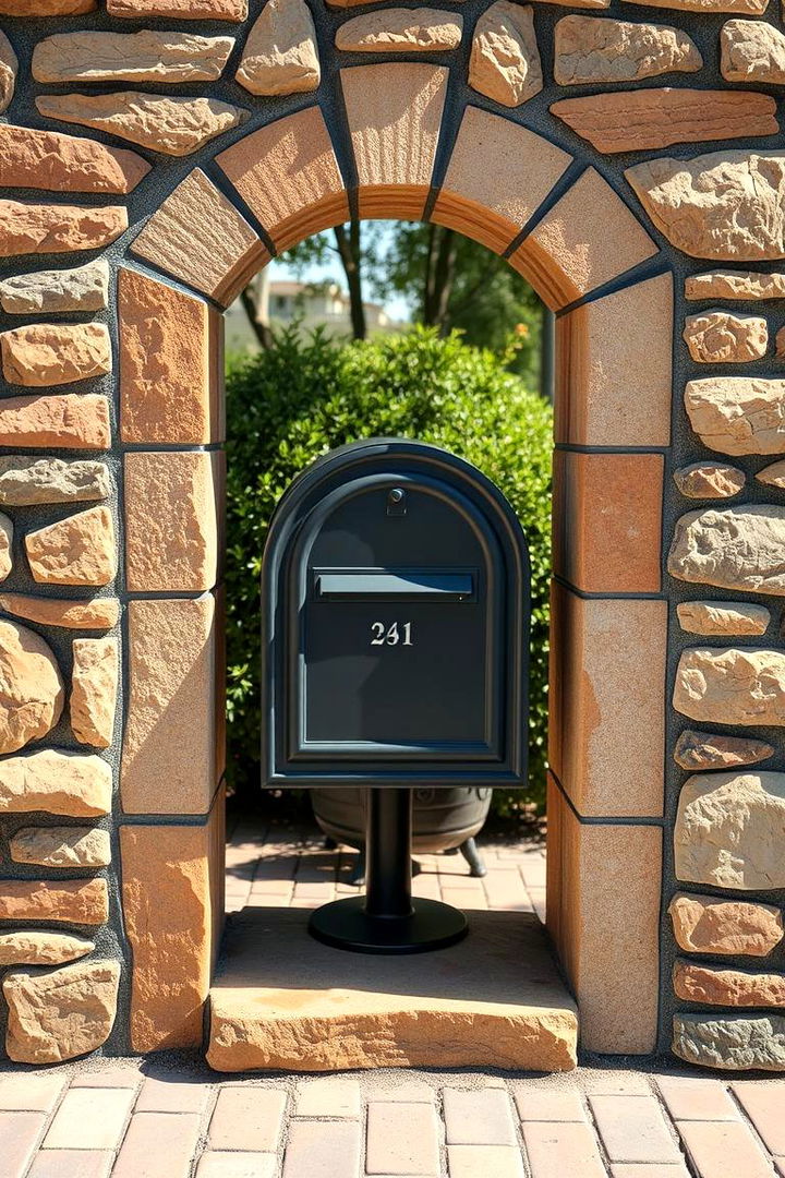 Stone and Brick Surround - 22 Mailbox Landscaping Ideas