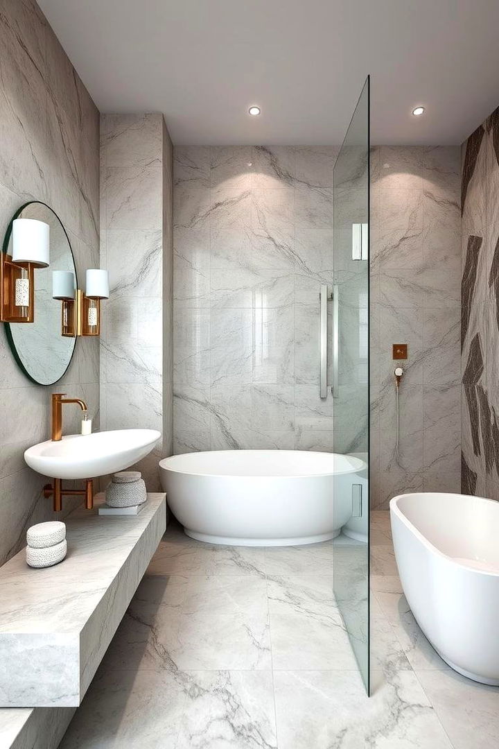 Stone and Glass Fusion - 22 Stone Bathroom Ideas