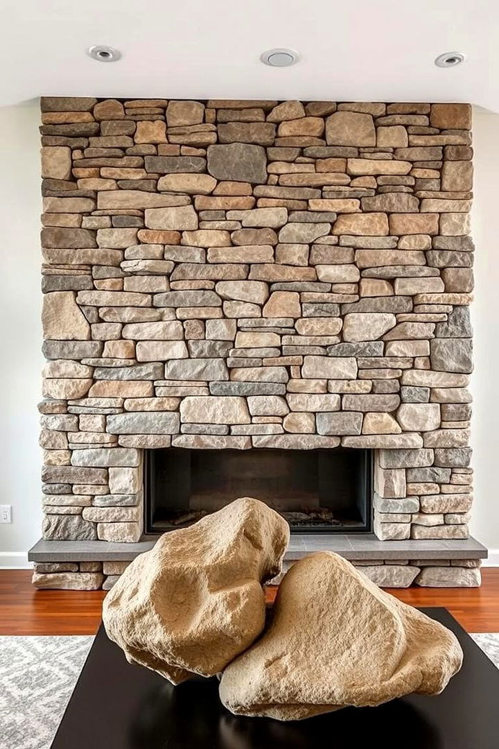 Stone and Rock Features - 22 Earthy Living Room Decor Ideas