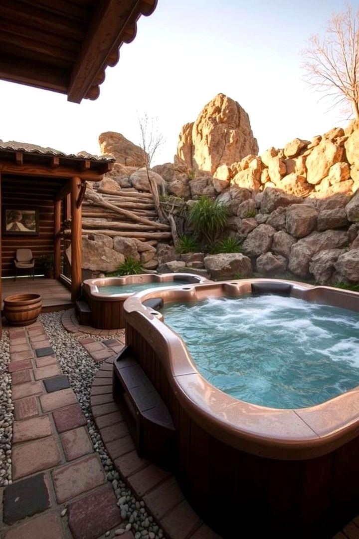 Stone and Rustic Decor - 22 Hot Tub Landscaping Ideas
