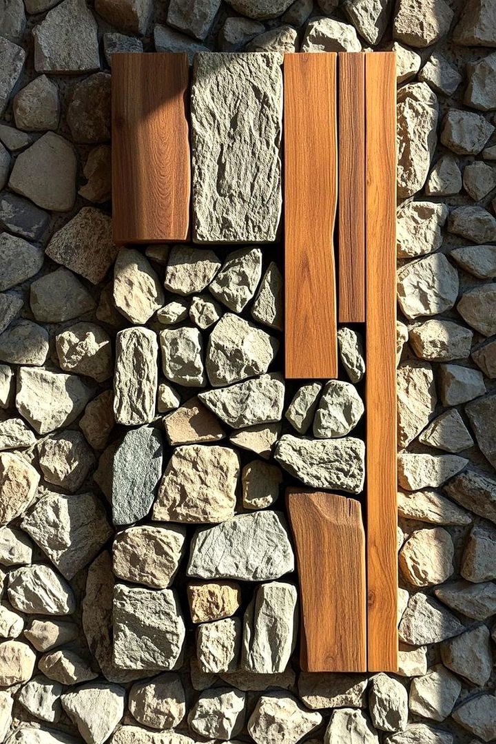Stone and Wood Feature Piece - 22 Rustic Wall Decor Ideas
