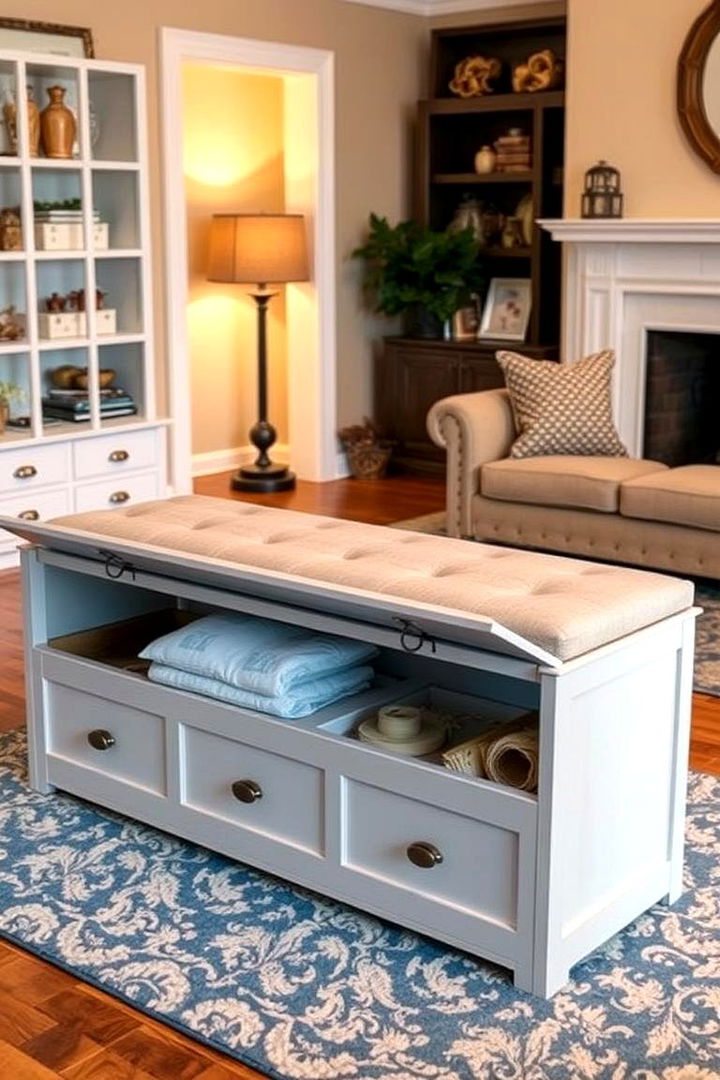Storage Bench with Dual Functionality - 22 Living Room Toy Storage Ideas