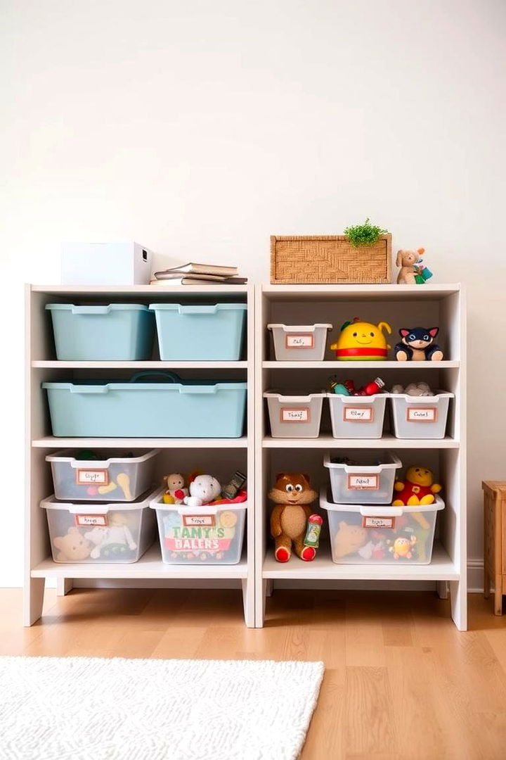 Storage Cubes with Labeled Bins for Systematic Sorting - 22 Living Room Toy Storage Ideas