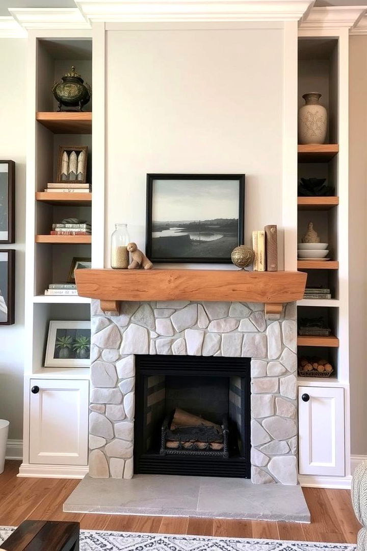 Storage Integrated Hearth with Shelves - 22 Fireplace Hearth Ideas