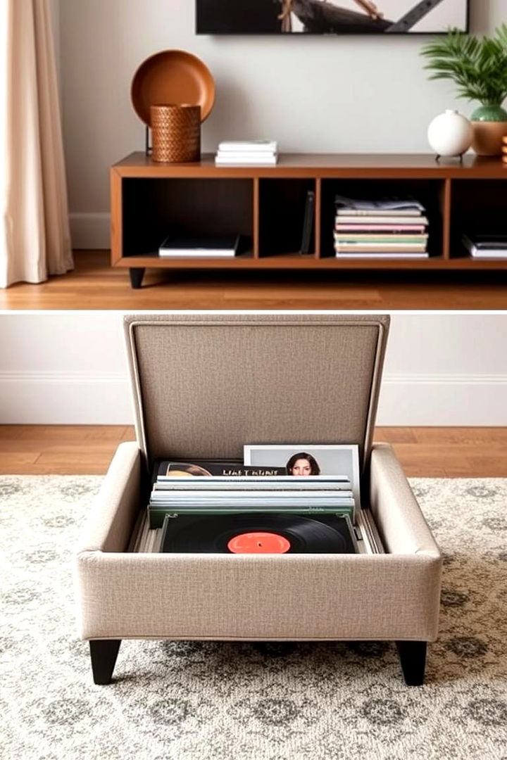 Storage Ottomans - 22 Vinyl Record Storage Ideas