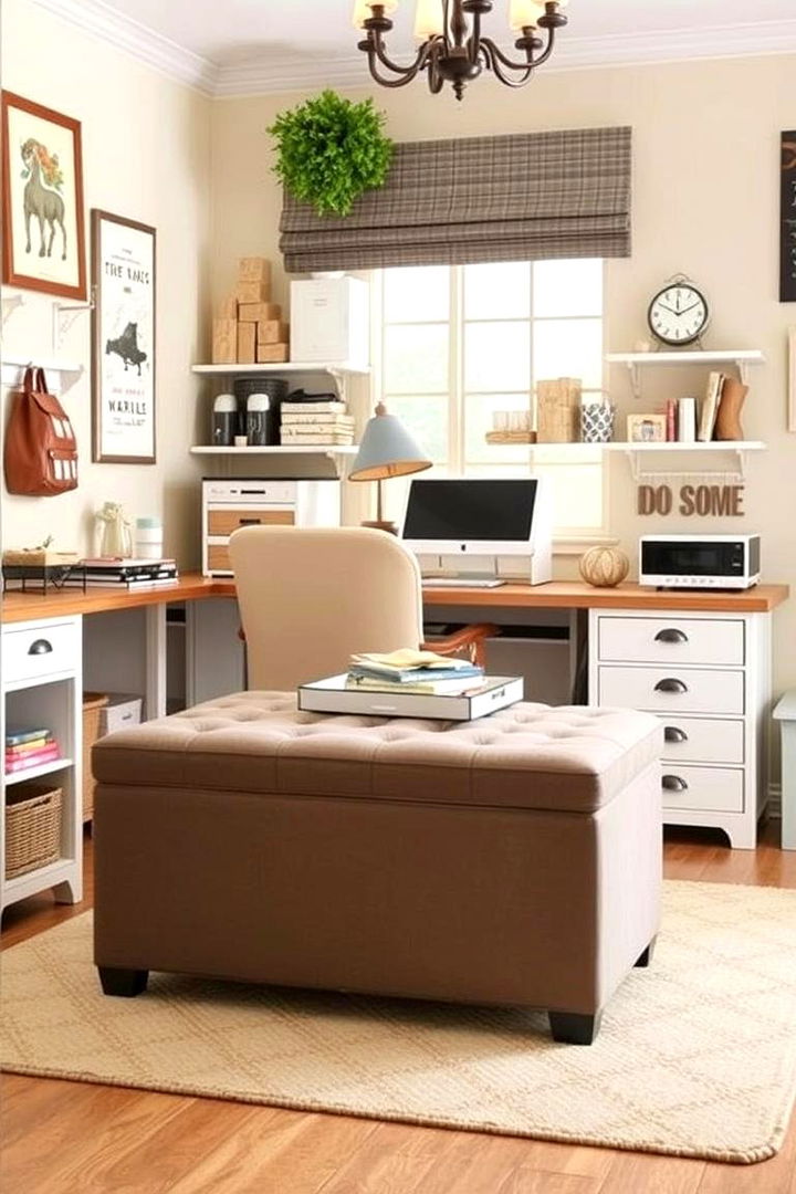 Storage Ottomans as Multi Functional Pieces - 22 Craft Room Organization Ideas