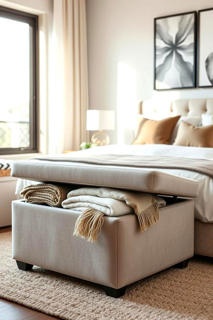 Storage Ottomans for Extra Comfort - 22 Bedroom Storage Ideas
