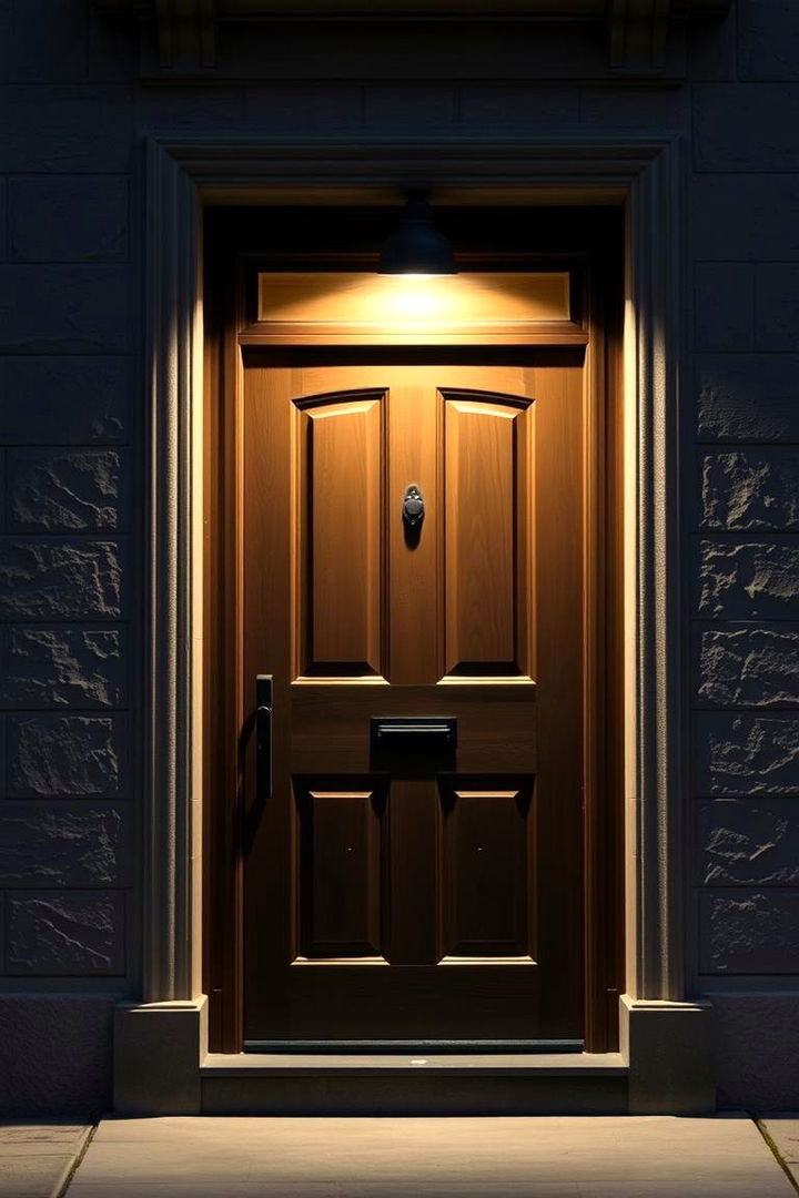 Strategic Lighting Features - 22 Brown Front Door Ideas