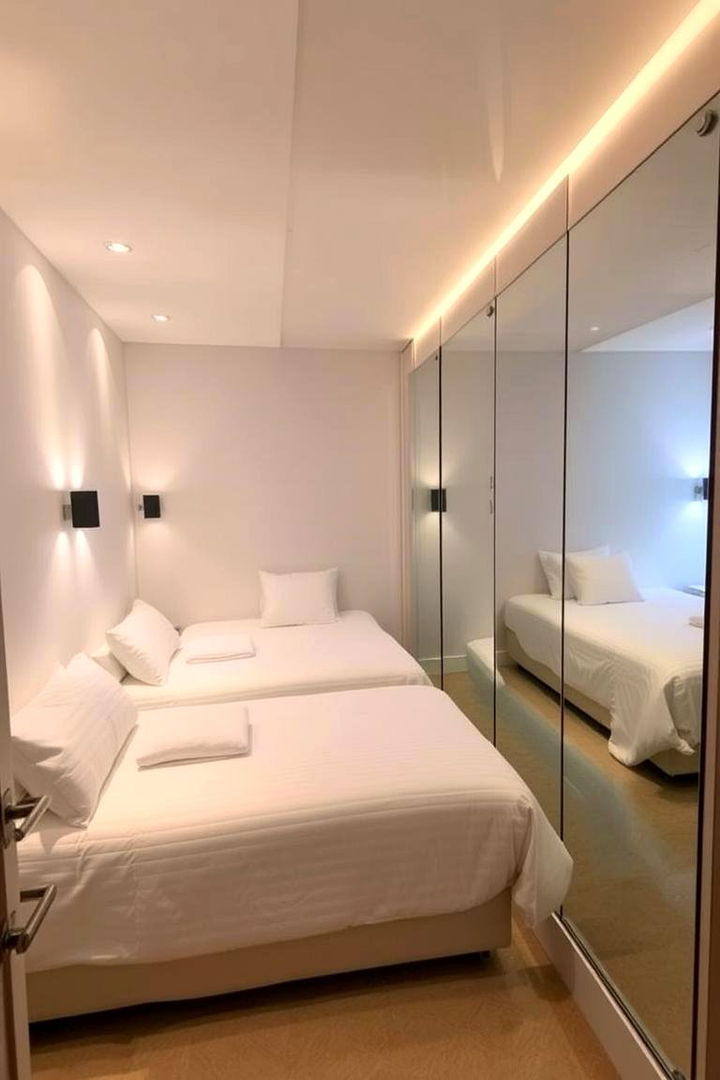 Strategic Lighting and Mirror Installations - 22 2 Beds in One Small Room Ideas