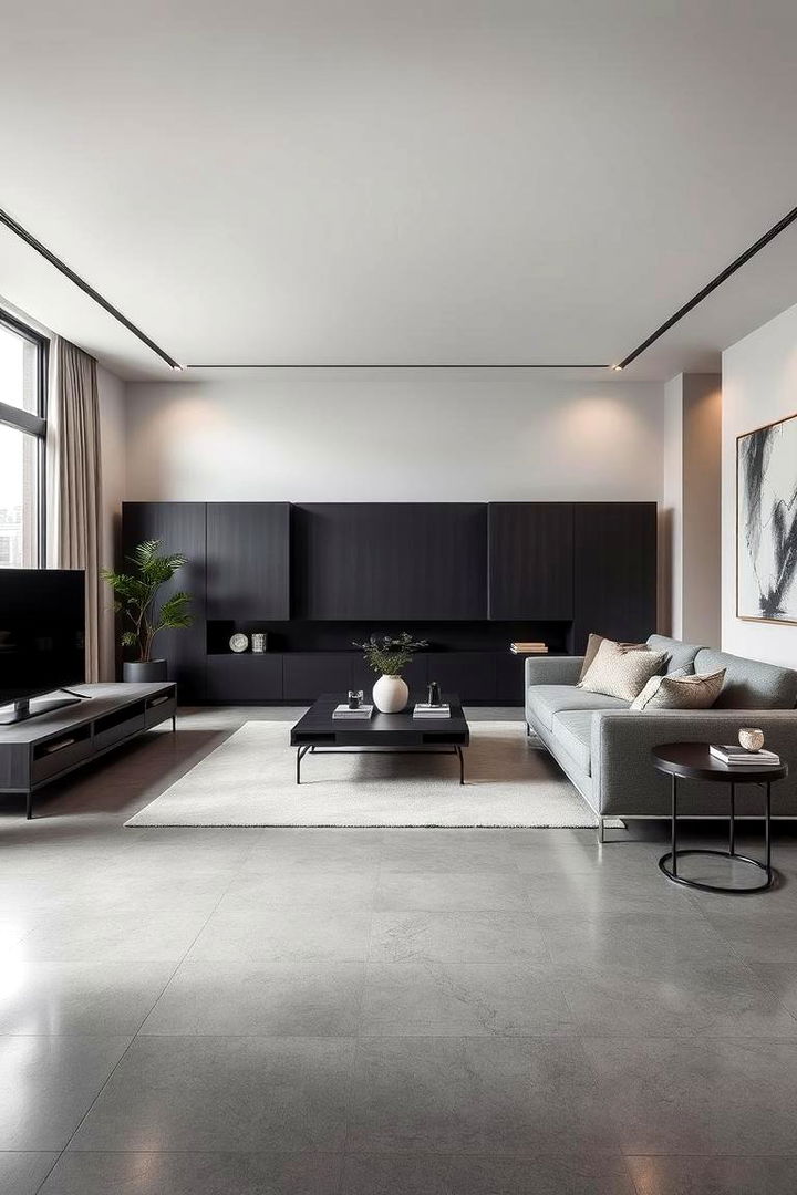 Streamlined Contemporary Feel - 22 grey flooring living room ideas