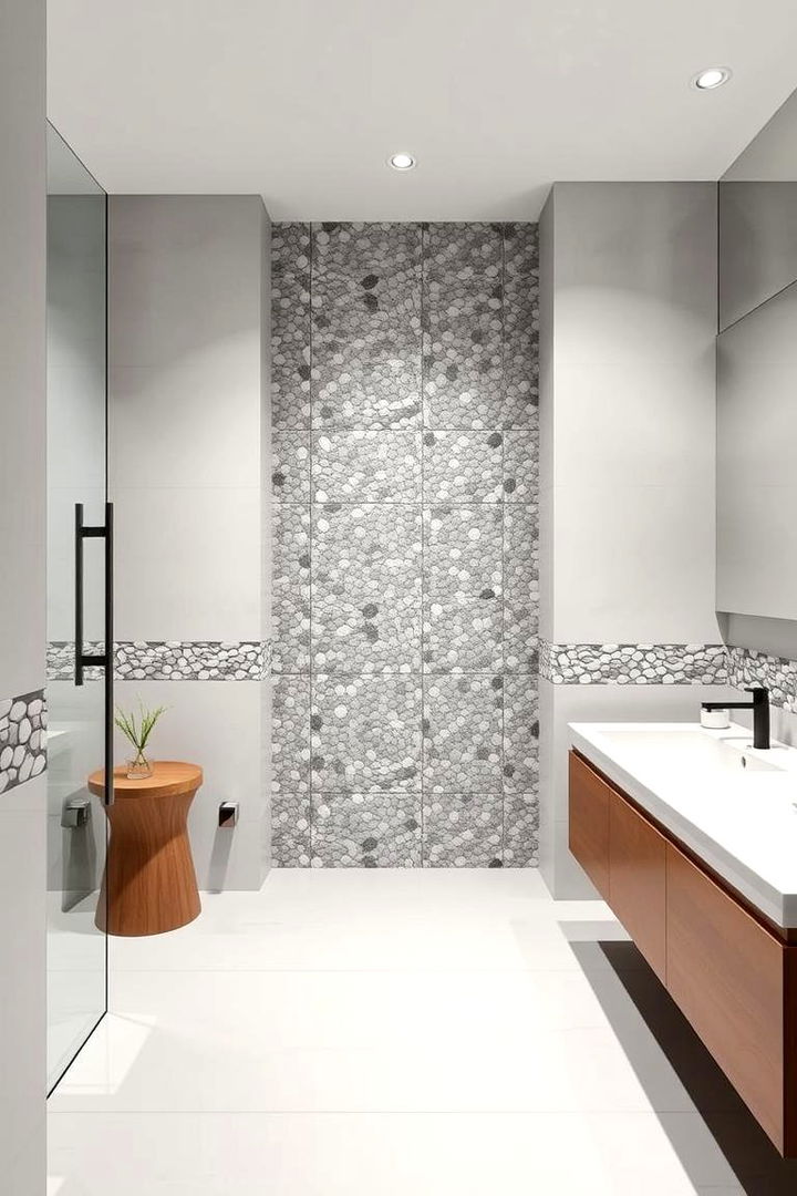 Streamlined Contemporary Touch - 22 Pebble Tile Bathroom Ideas