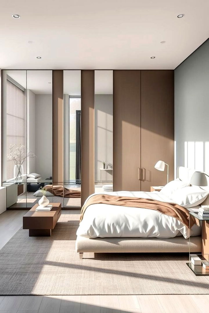 Streamlined Furniture and Mirrors - 22 Feminine Black and White Bedroom Ideas