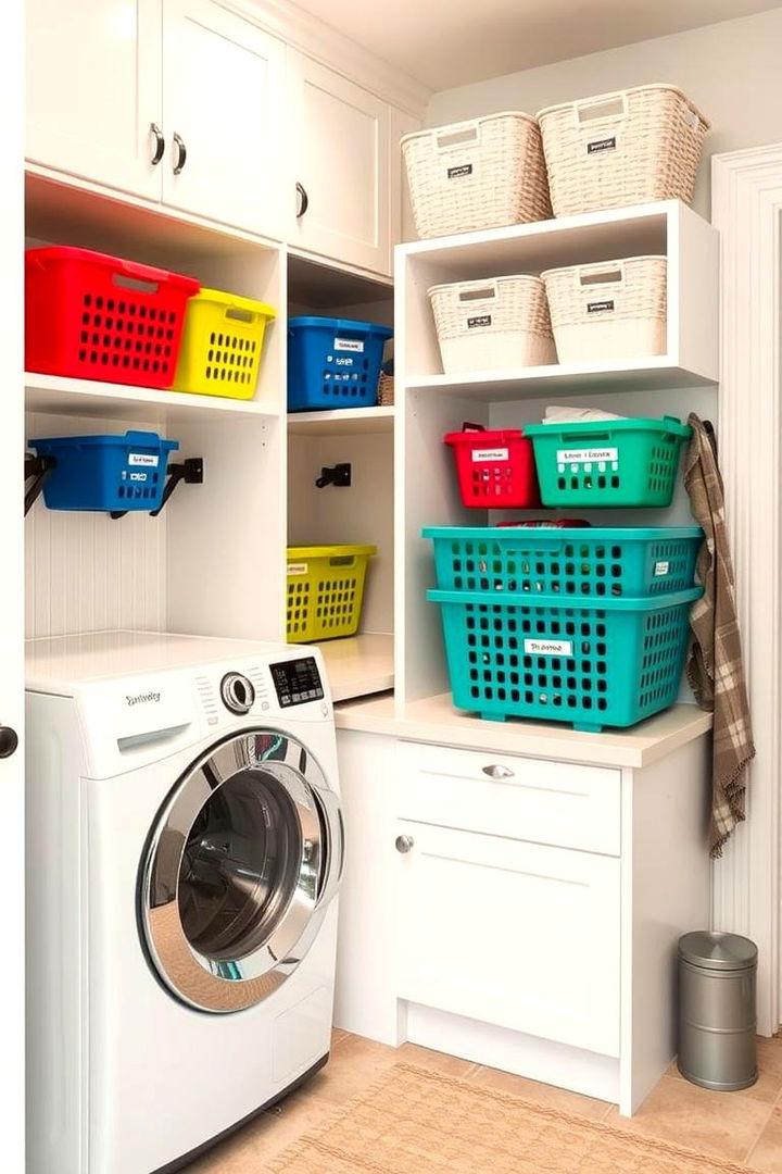 Streamlined Laundry Sorting System - 22 Mudroom Laundry Room Ideas