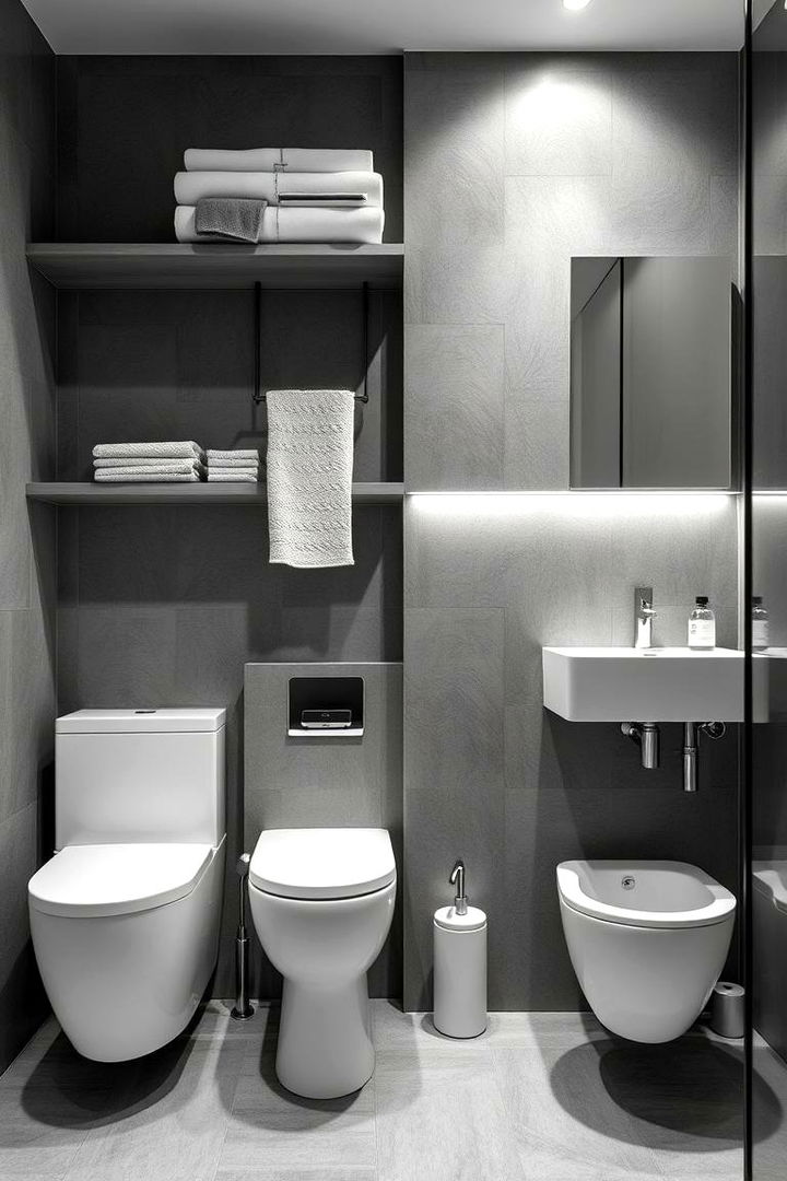 Streamlined Modern Fixtures - 22 Grey and White Bathroom Ideas