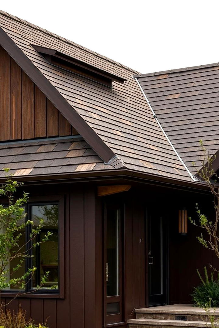 Streamlined Rooflines and Earthy Accents - 22 Chocolate Brown House Exterior Design Ideas