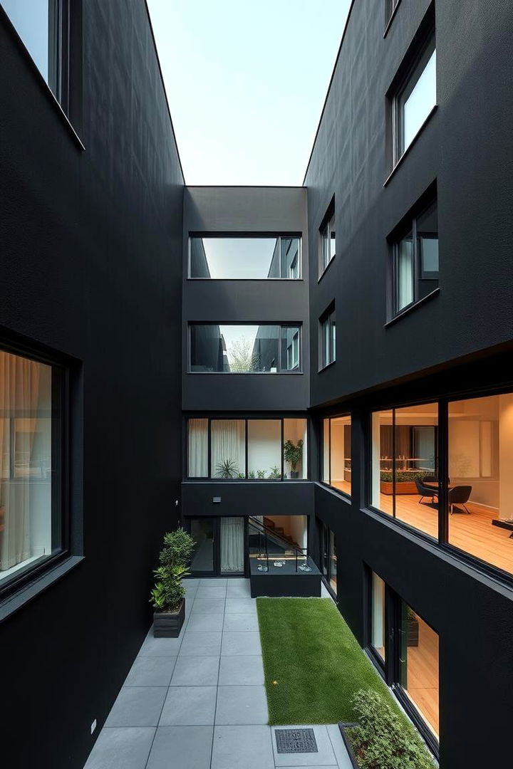 Streamlined Urban Appeal - 22 Black Stucco House Ideas