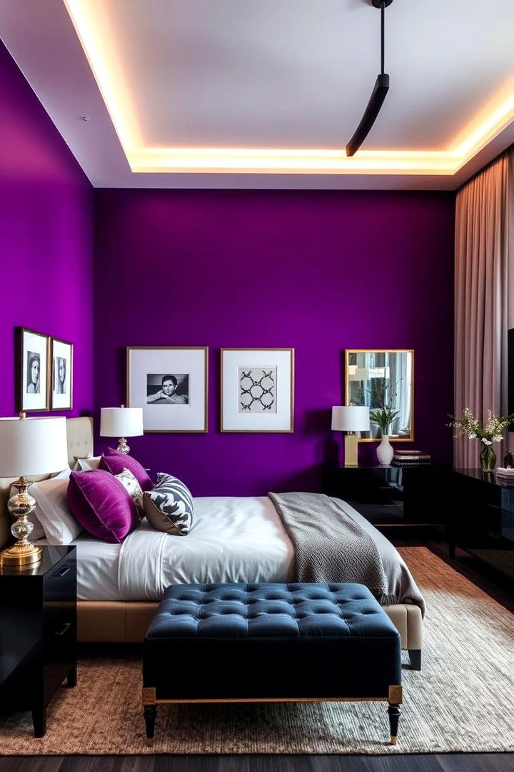 Striking Accent Wall Brilliance - 22 Dark Purple Bedroom Ideas