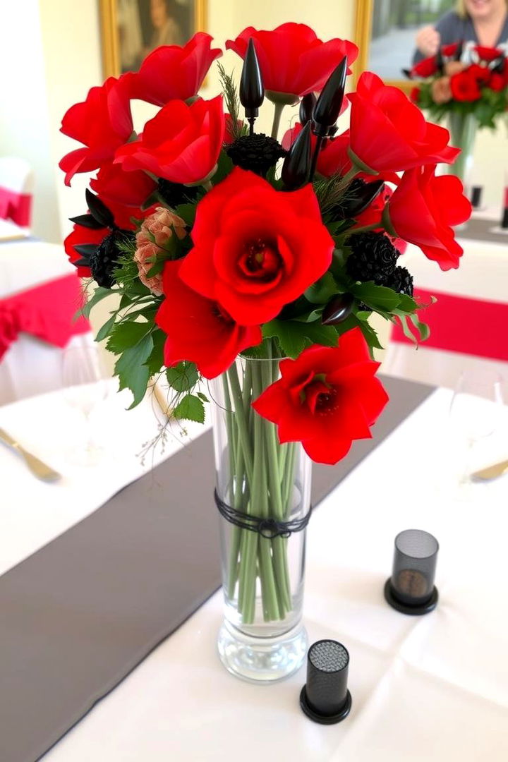 Striking Centerpieces - 22 Red and Black Wedding Ideas