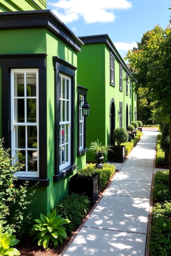 Striking Color Harmony - 22 Forest Green House With Black Trim
