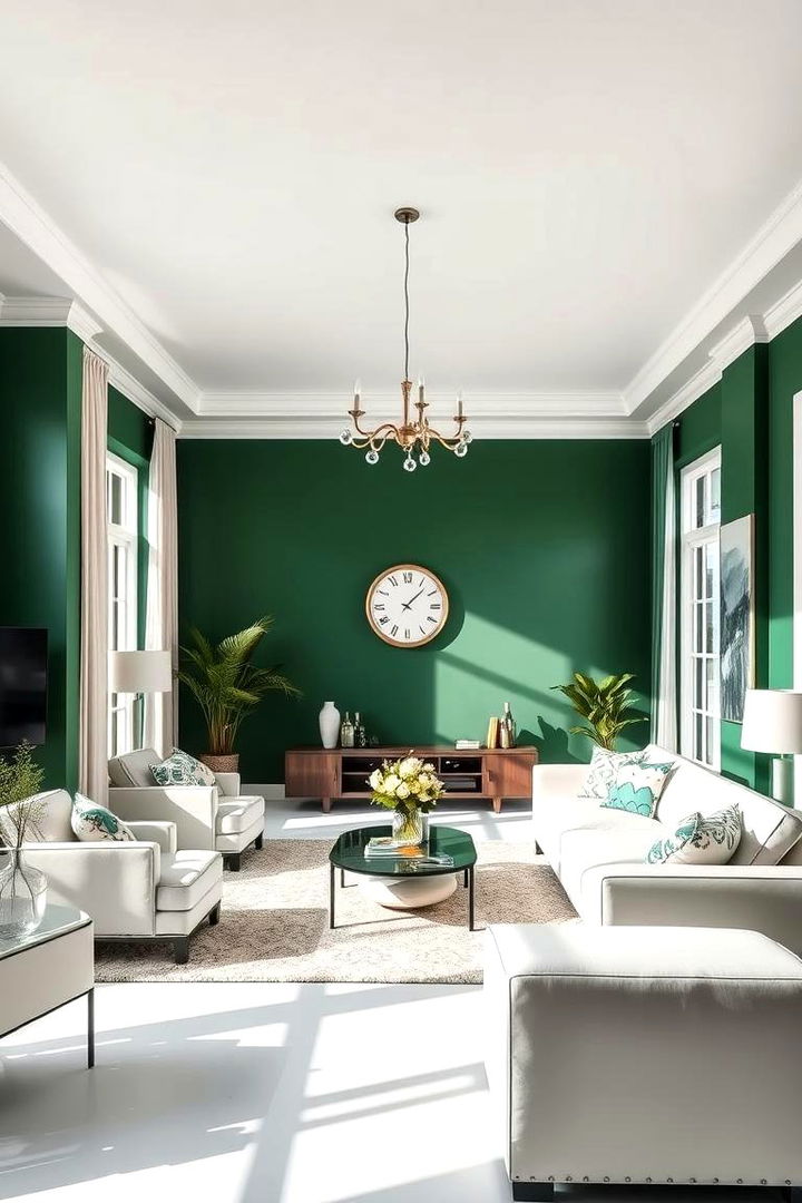 Striking Contrast Designs - 22 Dark Green Living Room Ideas
