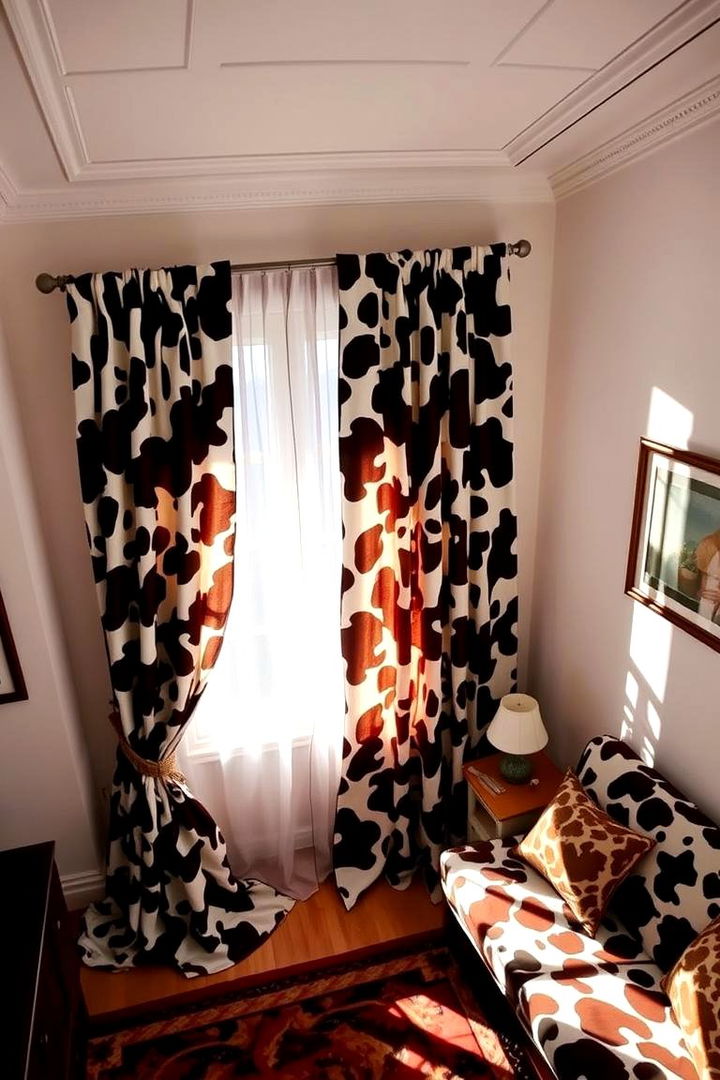 Striking Cow Print Curtains and Drapery - 22 Cow Print Room Decor Ideas