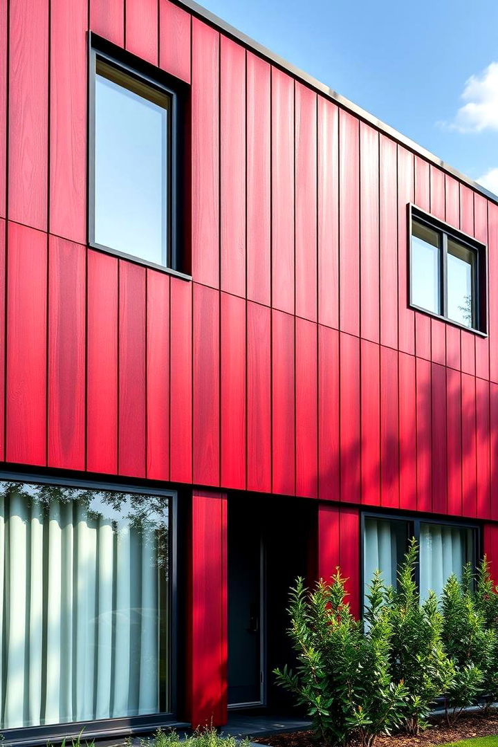 Striking Dark Red Panels - 22 Dark Red House Exterior Ideas