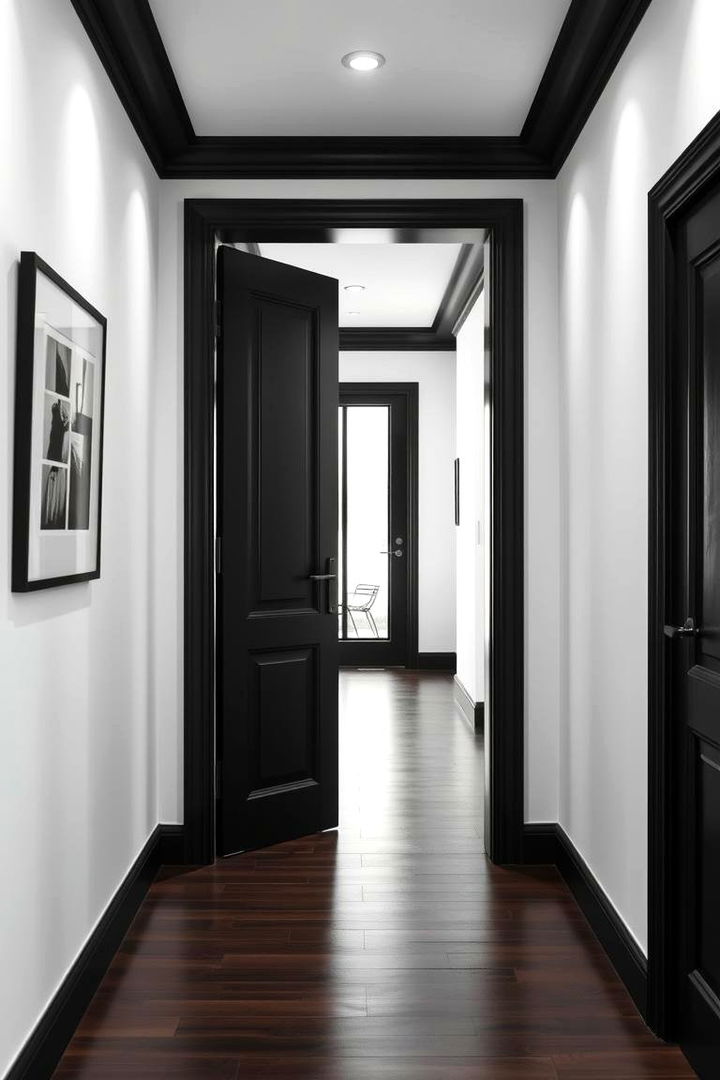 Striking Doorway Accents - 22 Black and White Hallway Ideas