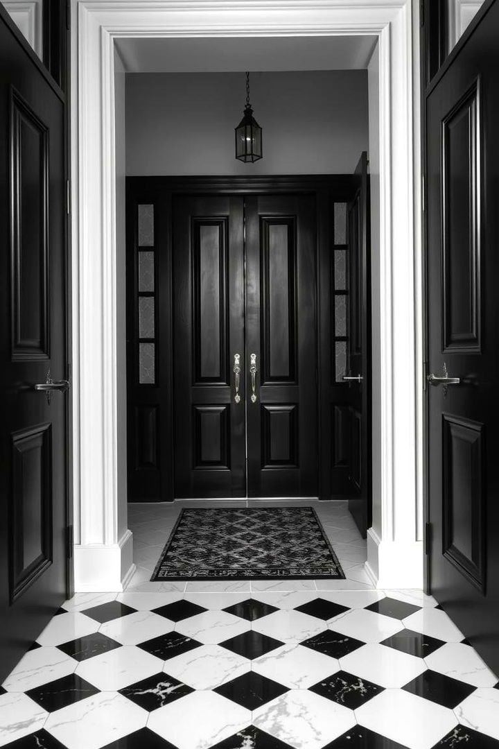 Striking Entrance Details - 22 Black and White House Exterior Ideas