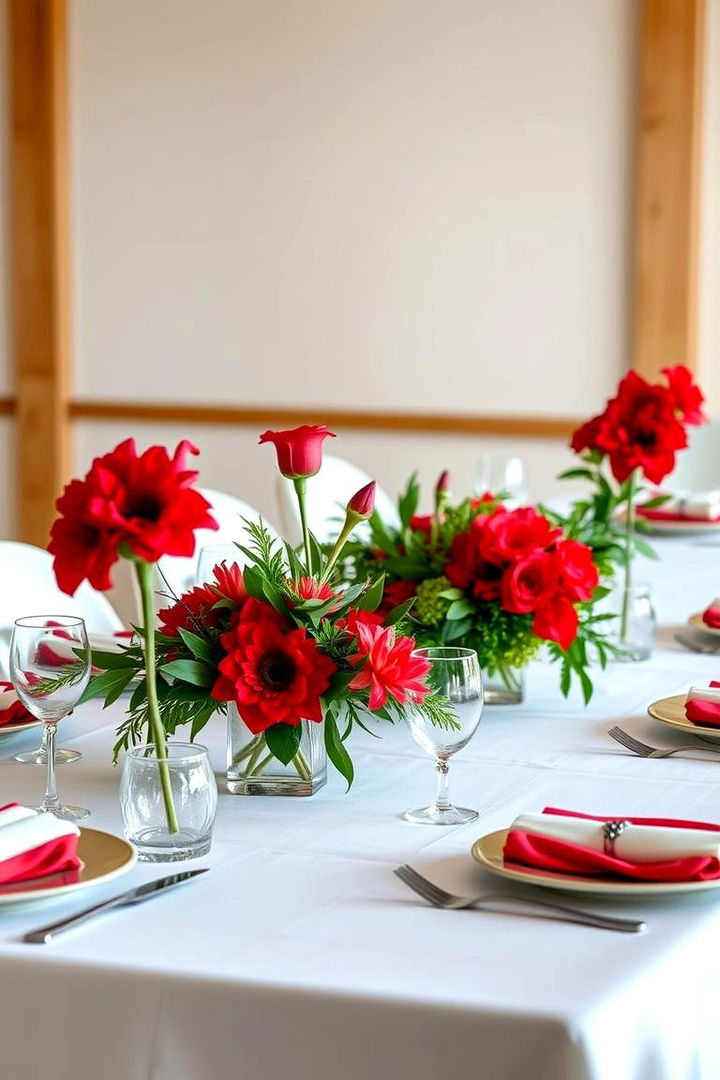 Striking Red Floral Centerpieces - 22 Red Dining Room Ideas