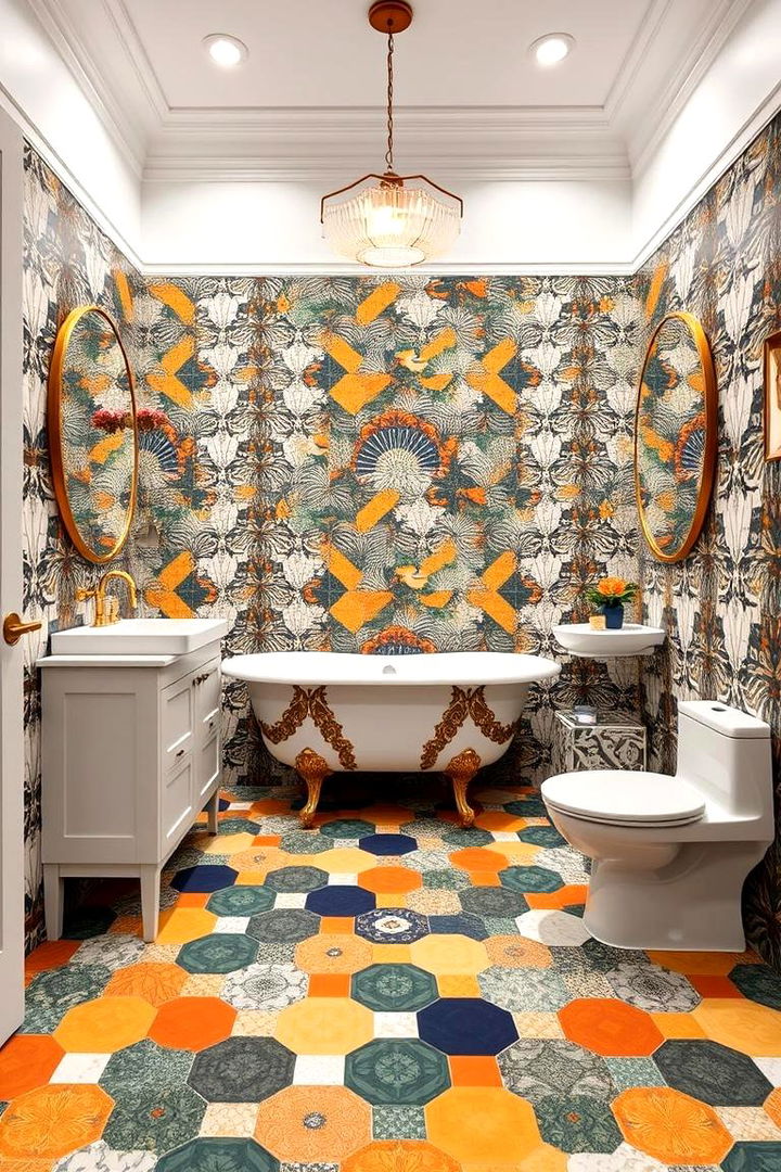 Striking Statement of Design - 22 Bathrooms With Hexagon Tile Floors