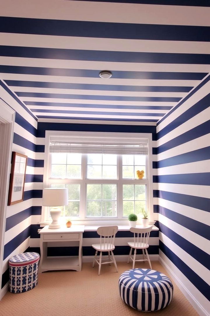 Striped Walls and Ceilings - 22 Nautical Nursery Ideas