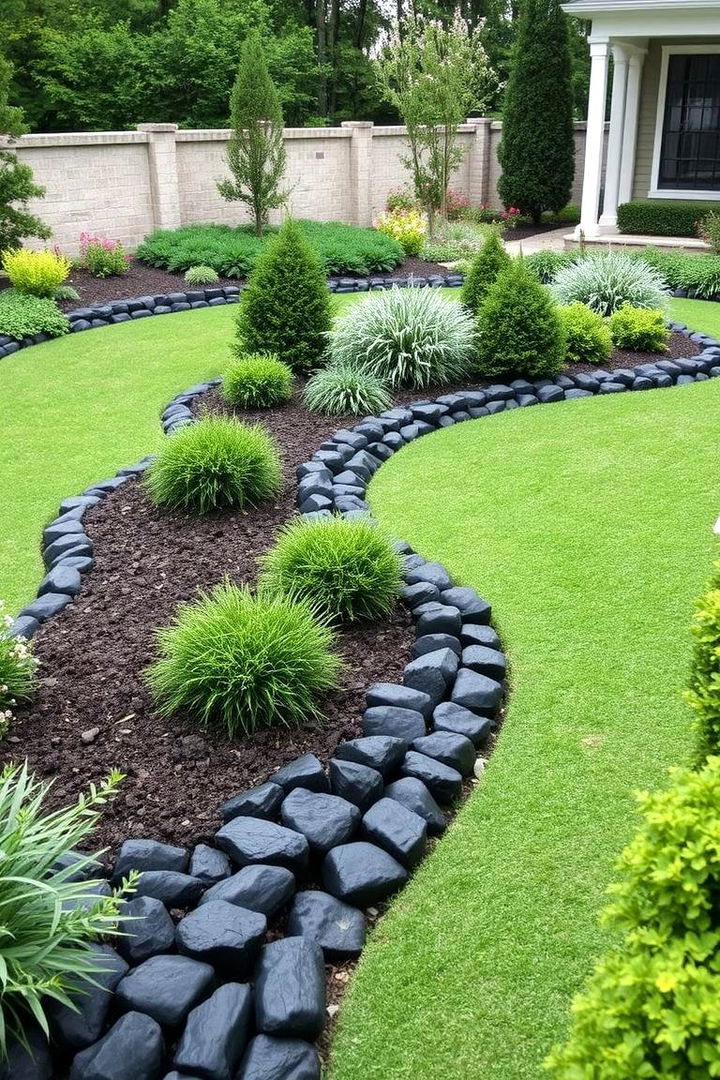 Structuring Formal Garden Designs - 22 Black River Rock Landscaping Ideas