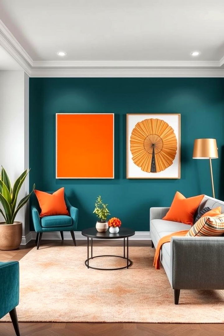 Stylish Accent Walls - 22 Teal and Orange Color Scheme for Your Rooms