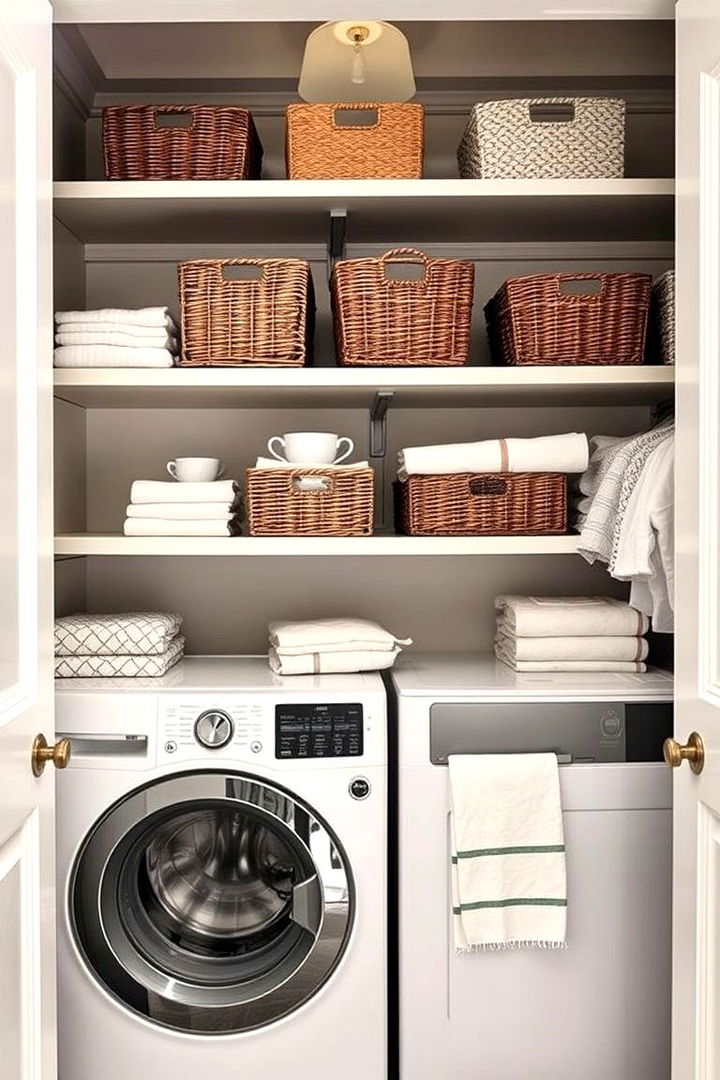 Stylish Display with Open Shelving Concepts - 22 Laundry Closet Ideas