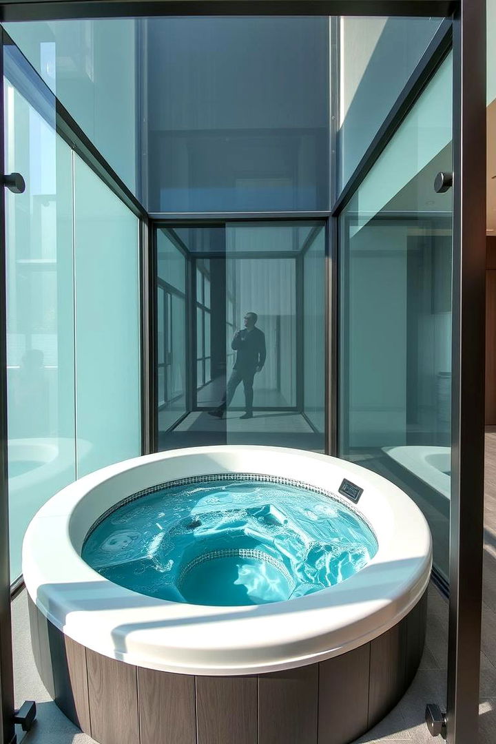 Stylish Modern Frames with Glass Barriers - 22 Sunken Hot Tub Ideas