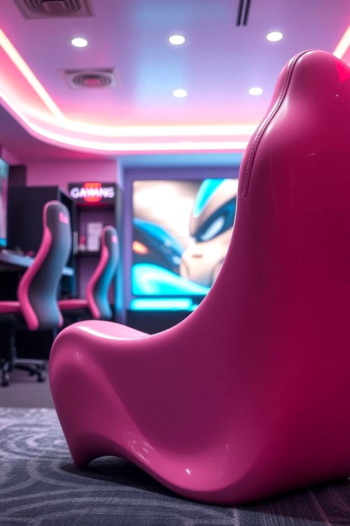 Stylish Pink Sculpted Chair - 22 Pink Gaming Setup Ideas