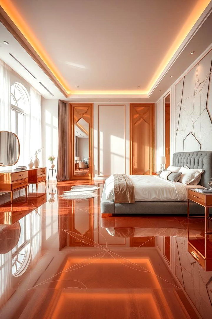 Stylish Rose Gold Flooring - 22 Rose Gold Bedroom Ideas