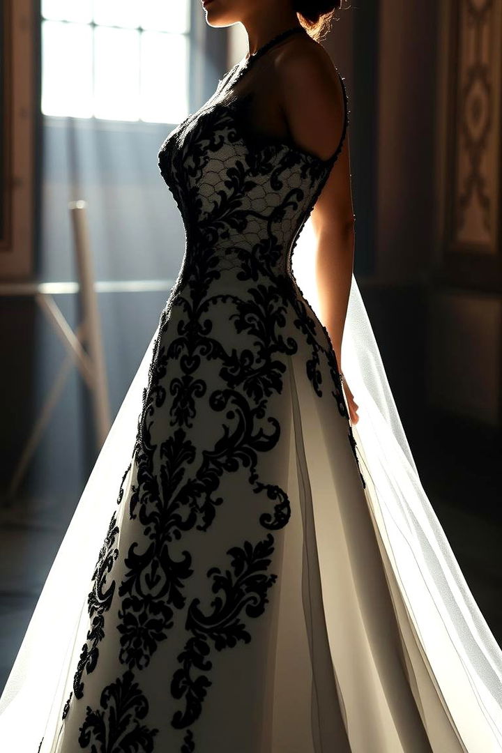 Stylish Wedding Dress in Black and White - Elegant Black and White Wedding Theme Inspirations