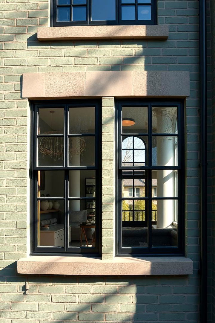 Stylish Window Frames - 22 Sage Green Painted Brick House Ideas