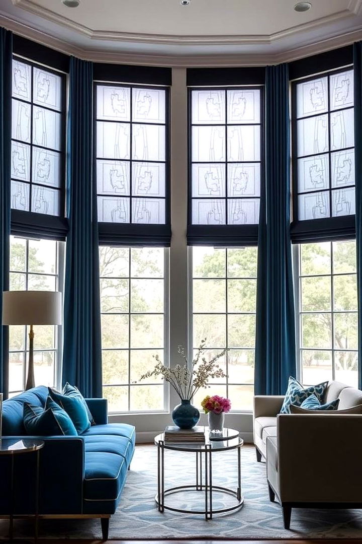 Stylish Window Treatments - 22 Black and Blue Living Room Ideas