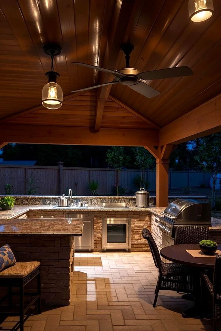 Stylish Yet Functional Lighting - 22 L Shaped Outdoor Kitchen Ideas