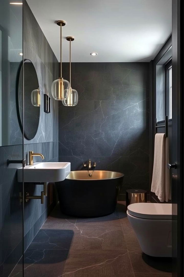 Subdued Glamour Touches - 22 Black and Grey Bathroom Ideas