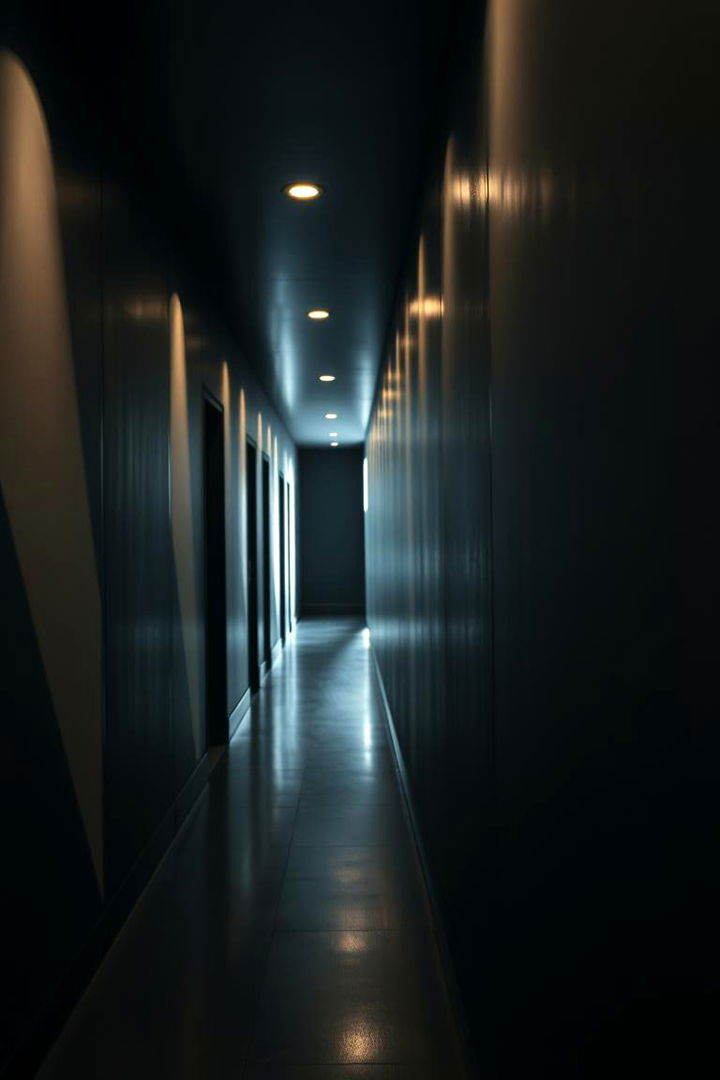 Subdued Lighting with Black Features - 22 Black Hallway Ideas