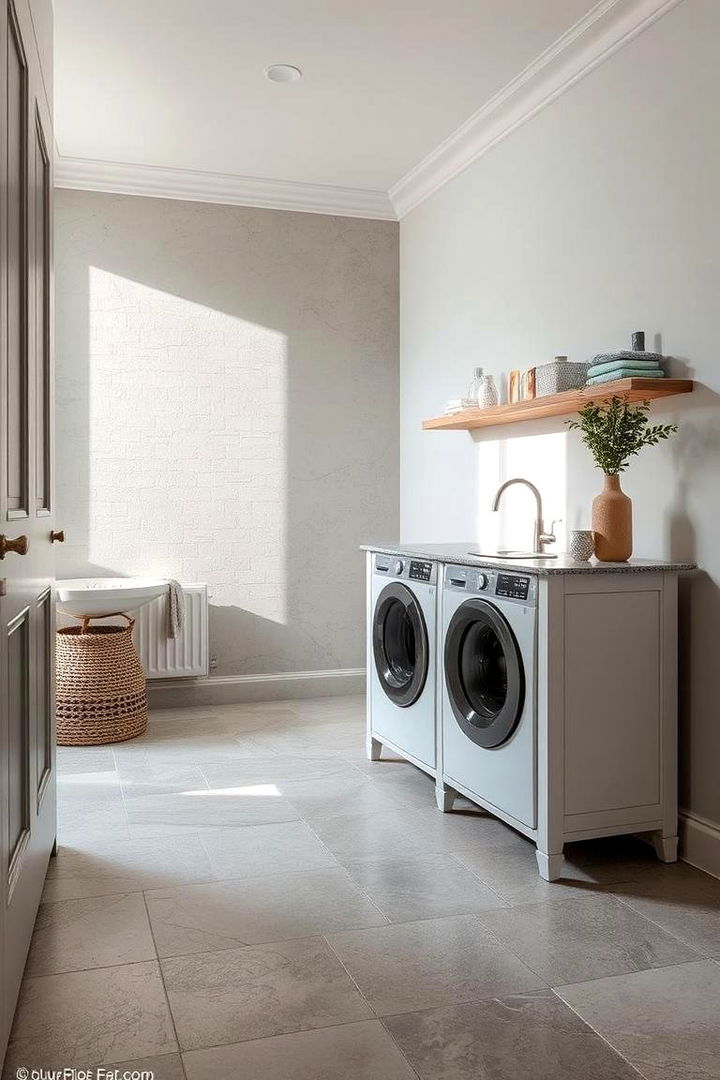 Subdued Natural Stone - 22 Laundry Room Floor Ideas